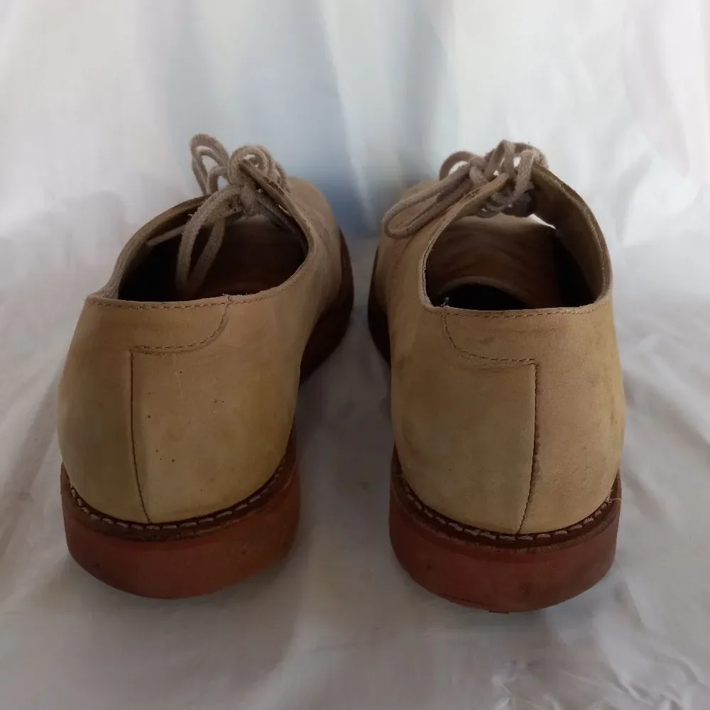 LL Bean Oxford Shoes Beige Leather Suede Vibram 12